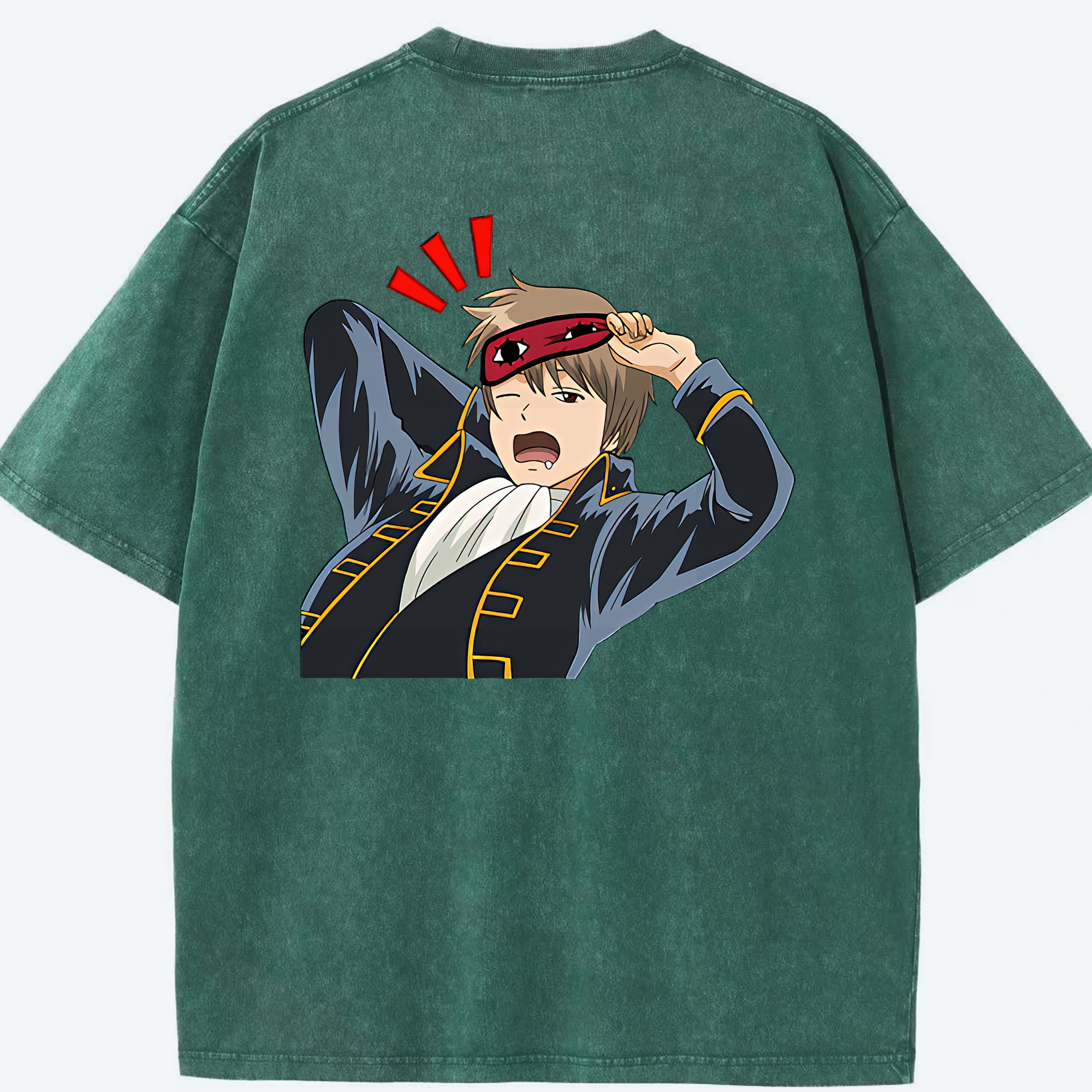 （画像用） ぎんたま 坂田銀時（さかたぎんとき） 神楽 志村新八（しむら しんぱち） GINTAMA Sakata Gintoki Kagura Shimura Shinpachi 綿100% ヴィンテージ風 半袖Tシャツ（背面プリント）